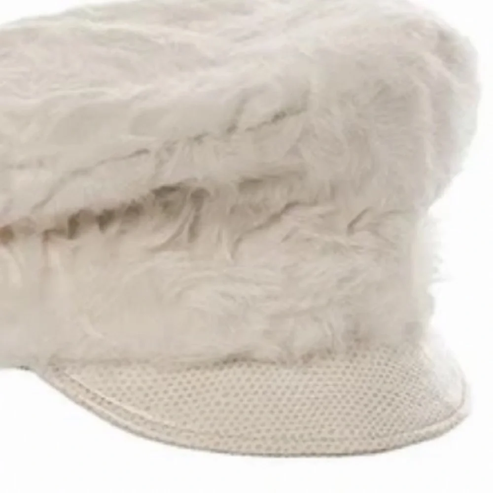 ERIC JAVITS PERSIAN CAP IN OFF WHITE ITALIAN LAMB FUR WITH LOGO BUCKLE PACKABLE - Picture 3 of 15